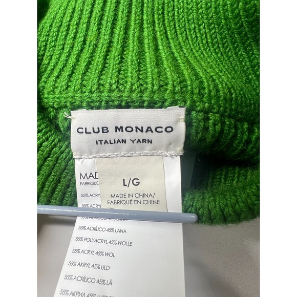 Club Monaco Oversized Shaker Knit Italian Yarn Wool Sweater Women's L Green Cozy - Picture 4 of 10